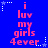 Blue background with pink text reading "i luv my girls 4ever" and white star decorations, displayed in a of six identical