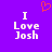 Purple background with white text reading "I Love Josh" and a red pixelated heart above the left side of the text.