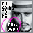 Animated contact sheet of 10 frames showing a black-and-white image of Johnny Depp with pink text and heart outline changing across frames.