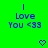 Green background with blue text reading "I Love You <33" and small blue heart symbols in a pattern