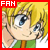 Pixelated anime-style character with blonde hair and blue eyes, wearing green and white clothing, displayed in a of identical frames