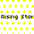 Yellow star pattern background with black text repeating 'Rising Star' across three horizontal lines, partially obscured by a gray rectangle on the right edge.