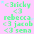 A static image with a light pink background displays a of repeated green text elements including names and symbols