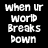 Black background with white and pink pixelated text reading 'when ur world breaks down', 'and the voices tell you turn around', 'i will carry you' in a