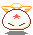 Pixelated angel icon with white body, orange ears, yellow halo, red star on chest, and brown eyes; two versions show gray directional pad symbol.
