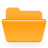 A static orange folder icon with a white horizontal stripe across the middle, set against a gray background.