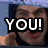 A pixelated image of a person with text overlays; the left side shows 'YOU!' and the right side shows 'YOU DISPLEASE ME!'
