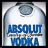 Animated contact sheet of a digital icon featuring an Absolut Vodka bottle image and pixelated text variations on a black background.