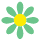 Two pixelated flower icons with yellow centers and green petals, displayed side-by-side on a gray background.