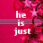 Pixelated pink background with floral patterns and white text reading 'he is just' on left, '500 kute!!' on right.