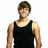 Pixelated image of a person wearing a black sleeveless shirt against a white background.