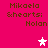 Pixelated text and star icons on a bright pink background, with brown text reading "Mikaela Shearts: Nolan" repeated across the image.