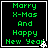 Green pixelated text on black background reads 'Marry X-Mas And Happy New Year' with white border and small white snowflake icon in bottom-right corner.