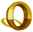 Golden ring-shaped icon with gradient shading and a small curved tail, displayed in three of three identical copies on white background