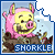 Pixelated pink pig avatar with yellow face and snout, standing in brown mud under light blue sky with white clouds, text 'SHORKLE' below.