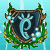Animated pixel art icon with a shield-shaped frame, green foliage, and a stylized 'e' symbol surrounded by bubbles against a light blue background.