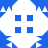 A static pixelated icon with a white central area bordered by blue and white jagged edges, containing four solid blue squares arranged in a 2x2 grid.