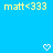 Blue background with yellow text 'matt<333' at top left and right, two white pixelated hearts below center.