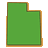 Green shape with brown and orange borders on gray background, resembling Utah state outline.