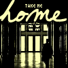 Animated sequence of repeated 'home' text and building silhouettes with 'TAKE ME' labels, featuring subtle vertical motion in the building elements.