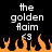 Pixelated text 'the golden Aaim' above orange flames on black background, with '63' in pixelated style below text.