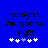 Blue background with black pixelated text reading 'tonight i'm gonna fly!!!' and five white plus signs below, one of which is light purple.