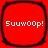Four identical red square icons with rounded corners and black borders, each displaying white pixelated text reading "Suww0op!" in a