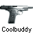 Pixelated static image of a handgun with the text "Coolbuddy" below it on a white background.