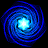 Blue spiral with bright center on black background; green text 'Original Icons .com' on solid green backdrop.