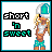 A 4-frame animated contact sheet showing a pixel art character with blonde hair, white tank top, turquoise shorts, and a teal-and-white helmet, cycling through different poses while displaying the text "short 'n sweet" in alternating black and cyan colors.