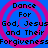 Blue background with four identical pink concentric circles, each containing black text reading "Dance For God, Jesus and Their Forgiveness" in pixelated font.
