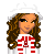 Pixel art contact sheet showing a winter-themed animated character with red and white clothing, multiple views of the outfit, and a blue text box reading "winter baby".