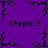 Purple background with black pixelated branch-like patterns and four instances of 'Steph<3' text in a digital font.