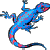 A pixelated blue gecko with red accents on a gray background, next to green text reading "Original Icons .com" on a dark green background.