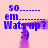 Two identical blue text on pink background with purple smoke effects, each displaying 'so em Wats up? :)' in pixelated font with dashed lines above 'so' and 'em'