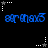 Blue pixelated text 'aermax5' repeated three times on black background with white and gray star-shaped cursor icons in various positions.