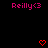 Pixelated text 'Reilly<3' in pink appears above two red heart icons on a black background.