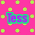A static image with a bright pink background covered in evenly spaced light green polka dots, featuring the word "Tess" in purple text outlined in teal.