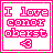 A contact sheet of five animated frames showing a pixelated text-based icon with pink text and border on white background, each frame containing the phrase "I love conor oberst" and a small heart symbol below it.
