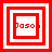 Four red-and-white square frames display the name 'Jason' with varying pixel arrangements and nested borders across sequential observations.