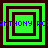 Four green square frames with dark brown borders arranged in a , each containing nested squares, with blue text reading "ANTHONY RO" across the middle horizontally