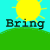Animated scene with yellow suns, green hills, and text changing from 'Bring on' to 'SUMMER'.