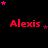 Red text 'Alexis' on black background with pink and purple stars scattered around, some stars animate in different positions across frames.