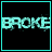 Animated sequence of pixelated cyan text on black background showing progressive text changes from 'ASKATER BROKE' to 'SOI BROKE HIS BOARD'.