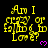 Yellow pixelated text on black background with purple heart symbols, arranged in a pattern with one gray rectangle visible