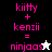 Pixelated pink text and star symbols on black, white, and gray backgrounds with visible animation changes between frames.