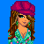 Pixel art contact sheet showing a fashion doll character with multiple outfit components and text reading "so fashionable" on blue background.