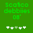 Green background with pixelated text 'Scatco debbies 08' and five white plus signs below, one of which is light green in the second frame.