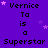 Purple background with repeated text "Vernice Ta is a Superstar" and scattered pink stars, static image with no visible animation changes.