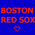Blue background with red pixelated text reading 'BOSTON BOSTON RED SOXRED SOX' and a small orange heart symbol below.